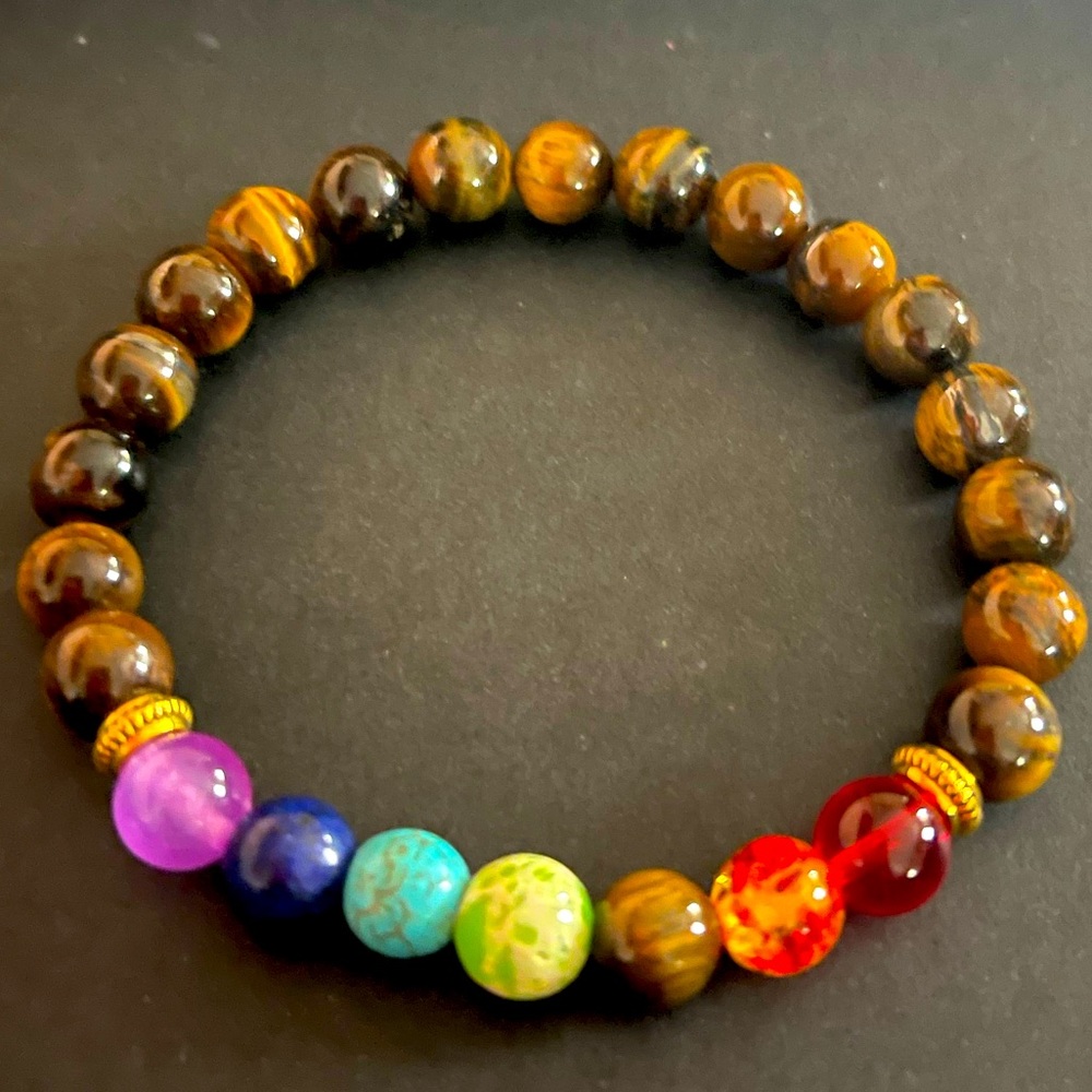 Tiger eye and seven chakra bracelet